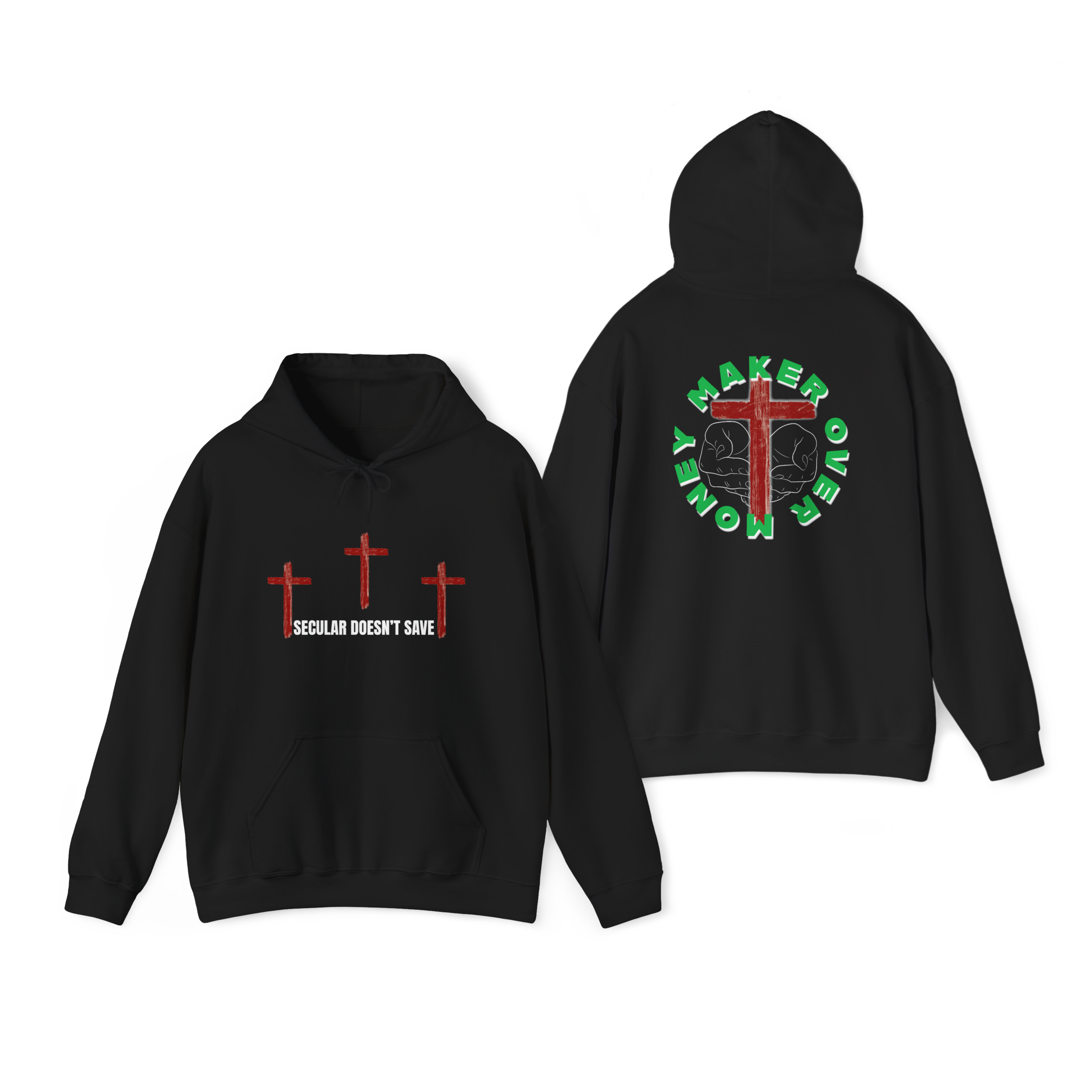 Kingdom First Hoodie – Three Crosses / Maker Over Money