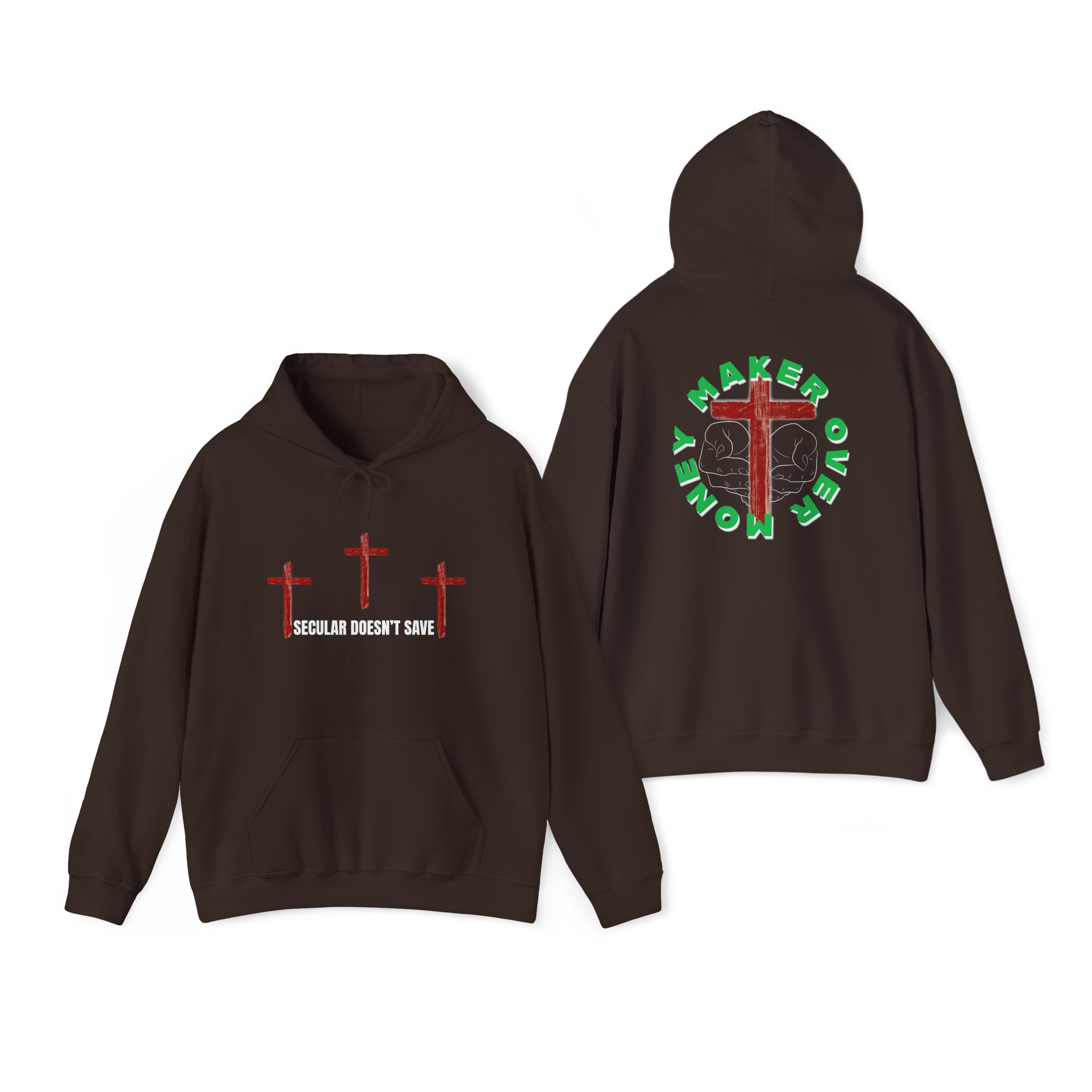 Kingdom First Hoodie – Three Crosses / Maker Over Money