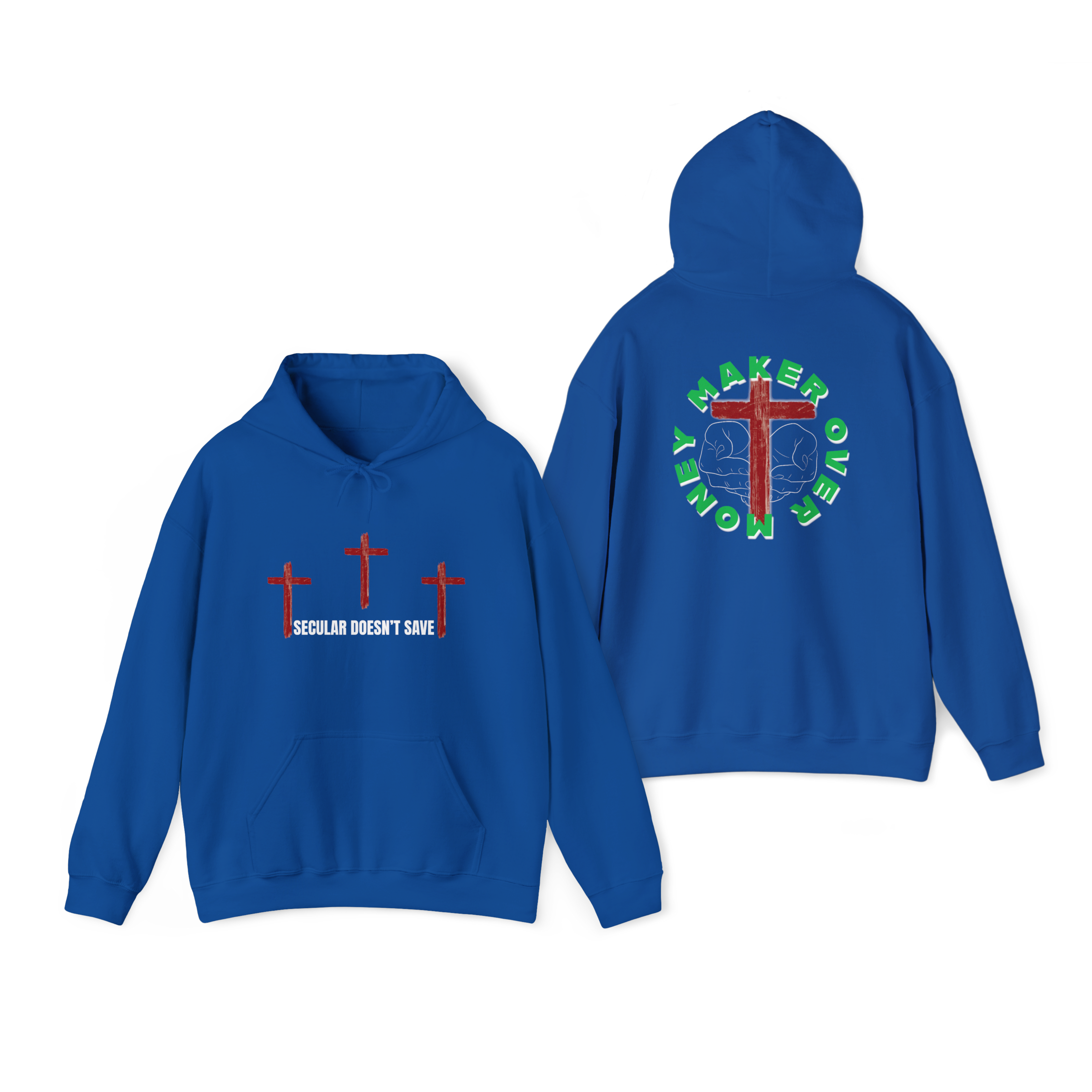 Kingdom First Hoodie – Three Crosses / Maker Over Money
