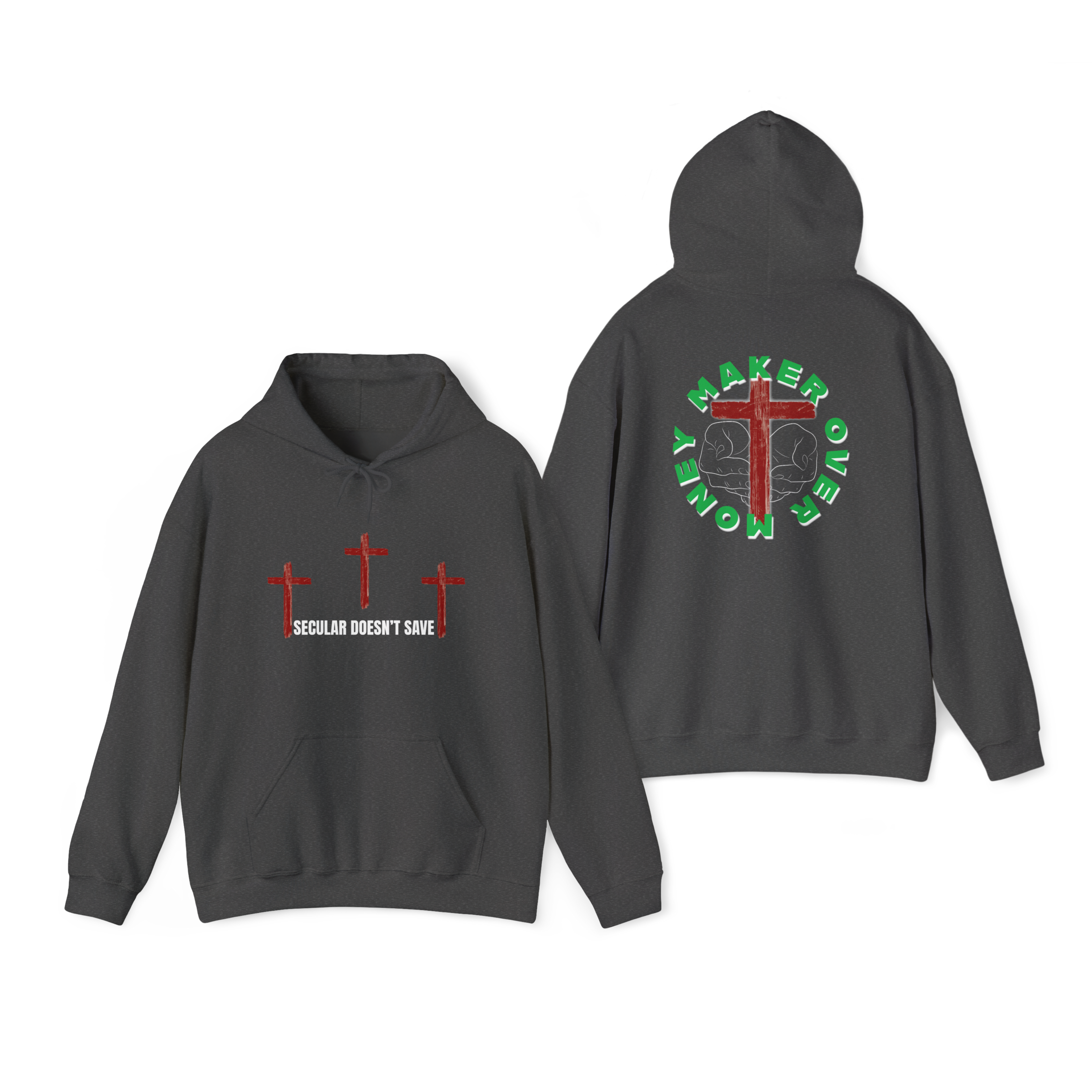 Kingdom First Hoodie – Three Crosses / Maker Over Money