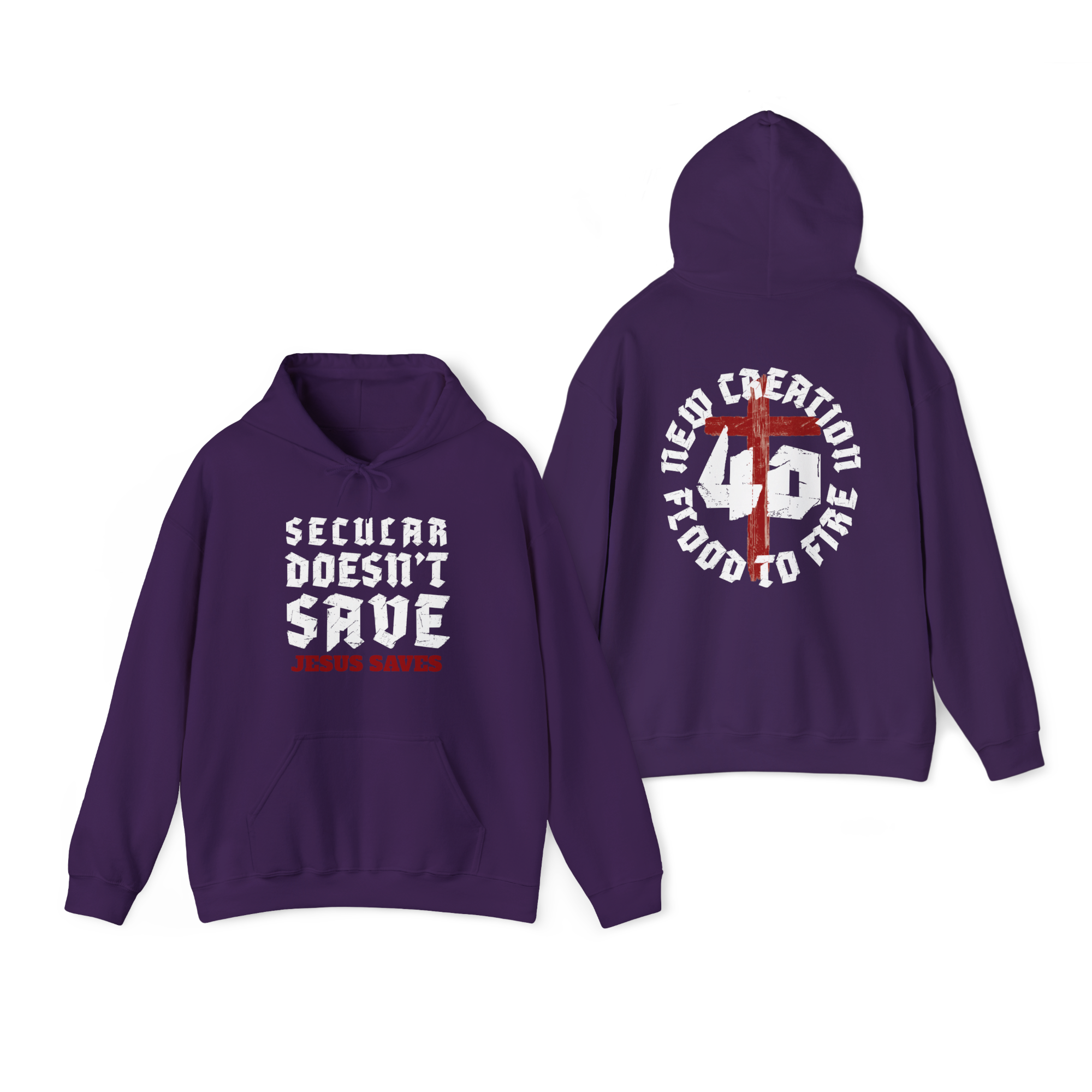 Secular Doesn’t Save Hoodie – Jesus Saves | The Power OF 40 - Faith-Based Streetwear Christian Hoodie